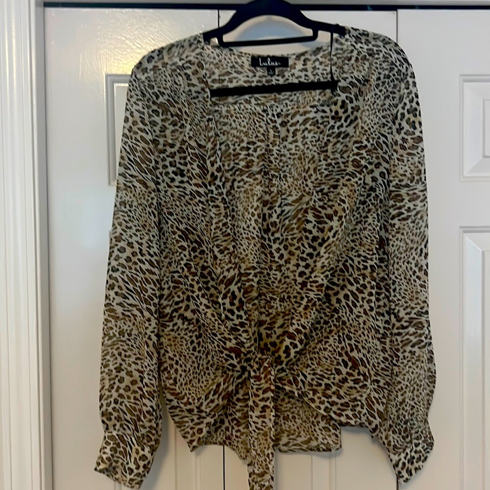 Leopard print open blouse